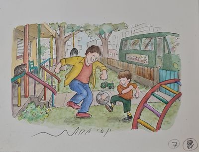 YOSSI ABULAFIA - Technique: WATERCOLOR AND MARKER Size: 20X22