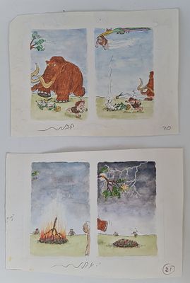 YOSSI ABULAFIA - Technique: WATERCOLOR AND MARKER Size: 17X24