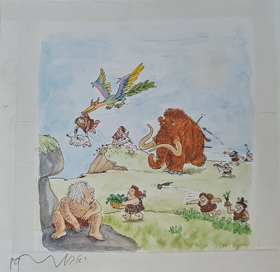 YOSSI ABULAFIA - Technique: WATERCOLOR AND MARKER Size: 22X23