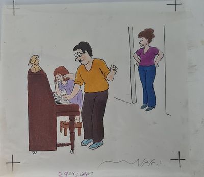 YOSSI ABULAFIA - Technique: WATERCOLOR AND MARKER Size: 22X25
