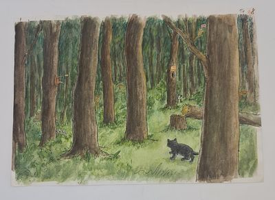 YOSSI ABULAFIA - Technique: WATERCOLOR AND MARKER Size: 25X35