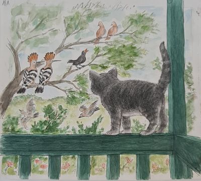 YOSSI ABULAFIA - Technique: WATERCOLOR AND MARKER Size: 24X27