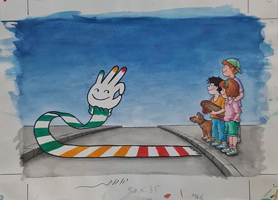 YOSSI ABULAFIA - Technique: WATERCOLOR AND MARKER Size: 23X32