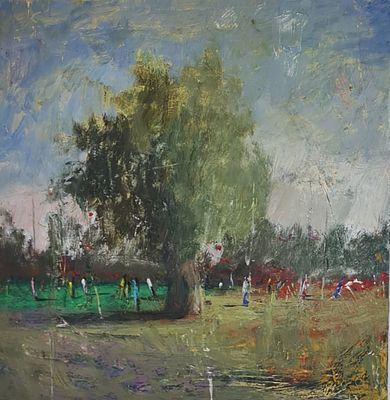 YARON COHEN - Technique: OIL ON WOOD Size: 48x45 Date: 2022