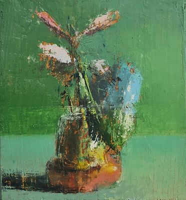 YARON COHEN - Technique: OIL ON WOOD Size: 20x19 Date: 2024