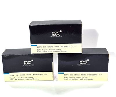 לוט 3 מיכלי דיו של MONTBLANC סגורים באריזה מקורית , צבע הדיו טורקיז