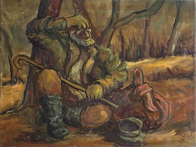 SHLOMO GOLDSHTEIN - Technique: OIL ON CANVAS Size: 50X65 Date: 1973