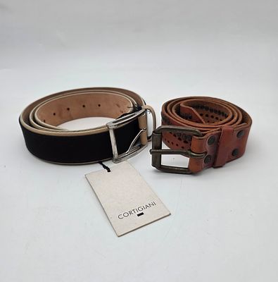 לוט 2 חגורות עור, תוצרת CORTIGIANI, אורך 128 ס"מ, השניה CAMPOMAGGI אורך 110 