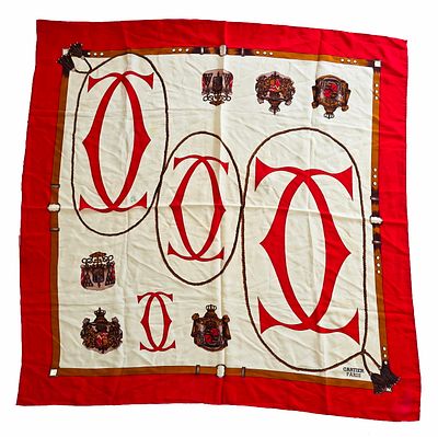 צעיף משי תוצרת CARTIER PARIS, ללא תווית, מידות 85X85