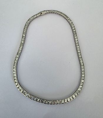 קולר צוואר מכסף , חתום 925 משולב זרקונים , 42 ס"מ במצב פתוח