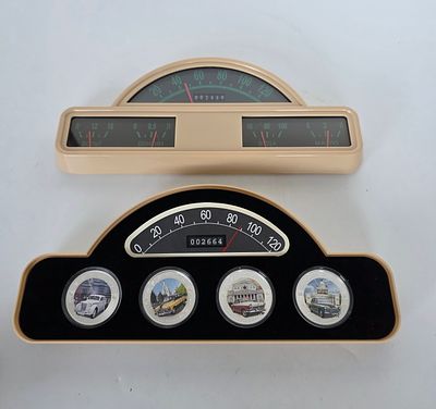 דגם אספני של לוח למכונית רוסית POBEDA . כולל 4 מטבעות כסף טהור 999 בקוטר 40. המטבעות 