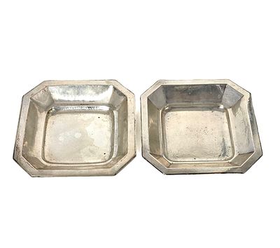 זוג קערות כסף חתומות 800, משקל כולל 442 גרם, מידות 20X20