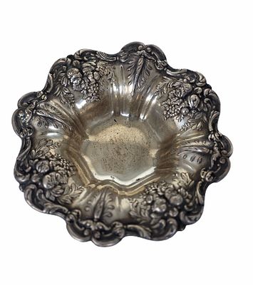 קערת כסף חתומה STERLING FRANCIS, עבודת אמן יפהפייה, משקל 302 גרם, קוטר 20