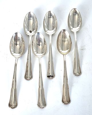 לוט 6 כפות כסף 800 חתומות, משקל הלוט 411 גרם, אורך 21.5