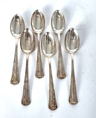 לוט 6 כפות כסף 800 חתומות, משקל הלוט 268 גרם, אורך 18.5