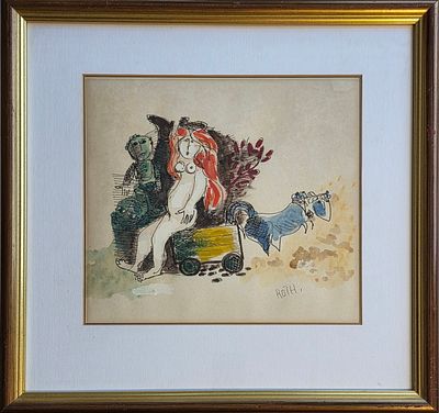 LEO ROTH - Technique: WATERCOLOR, INK AND ACRYLIC Size: 31x33