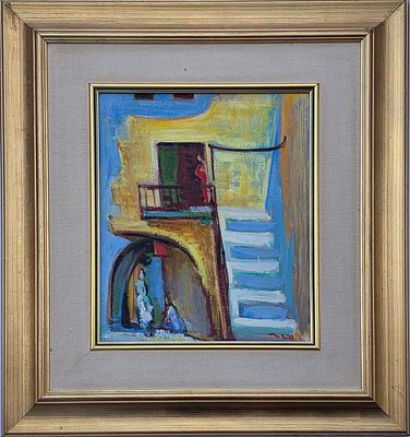 אליהו סיגרד - טכניקה: שמן על לוח נושא: בית בנוה צדק מידות: 41x33