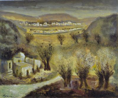 אלברט גולדמן - טכניקה: שמן על בד נושא: הדרך לירושלים מידות: 62x74