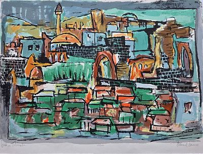 מרסל ינקו - טכניקה: ליטוגרפיה 200\115 חתומה ביד נושא: שוק בטבריה מידות: 43X57