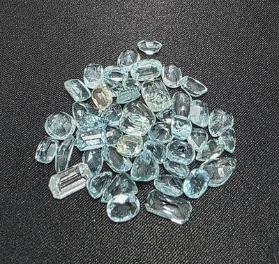 לוט אבני אקווה מארין מלוטשות סופר AAAּ+++, משקל 50.70 קראט, מגיעות בבריפקה עם תג 