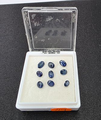 לוט 9 אבני ספיר ציילוני מלוטשות סופר AAAּ+++, משקל 5.57 קראט, מגיעות בקופסת תצוגה עם 