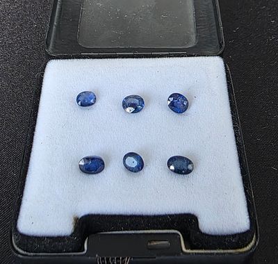 לוט 6 אבני ספיר ציילוני מלוטשות סופר AAAּ+++, משקל 4 קראט, מגיעות בקופסת תצוגה עם תג 