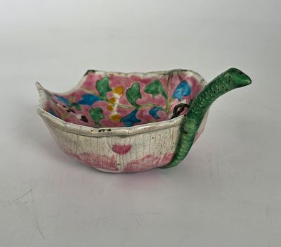 כלי סיני עתיק כסף מחופה אמייל , קוטר 12x16