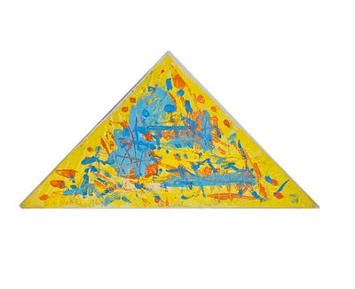 LEA NIKEL - Technique: OIL AND COLLAGE ON CANVAS Size: 20x40 Date: 1996