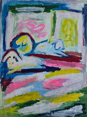 MENASHE KADISHMAN - Technique: ACRYLIC ON PAPER ON CANVAS Size: 80X60