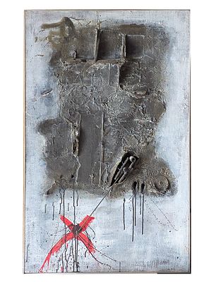 IGAL TUMARKIN - Technique: OIL AND COLLAGE ON CANVAS Size: 116x73 Date: 1960