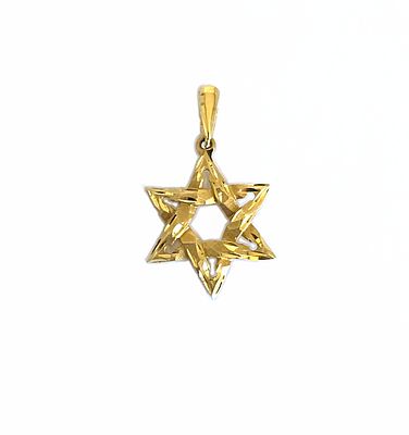 מגן דוד זהב 14 קראט נבדק, עבודת אומן, אורך 30 , משקל 1.77 גרם