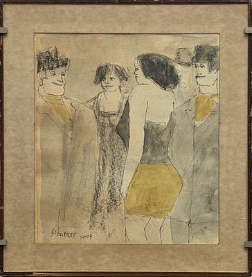 DAVID SCHENAUER - Technique: WATERCOLOR AND DRAWING Size: 26x22 Date: 1974