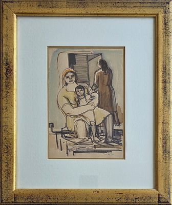 ELIAHU SIGARD - Technique: WATERCOLOR AND INK Size: 24x16