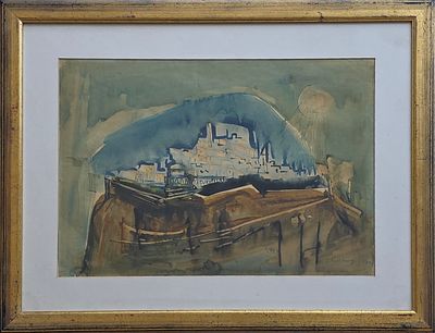 YOSSEF KOSSONOGI - Technique: WATERCOLOR AND INK Size: 35x50 Date: 1940