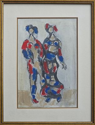 YAACOV WEXLER - Technique: GOUACHE AND ACRYLIC Size: 32X20 Date: 1952