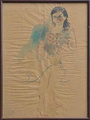 NAFTALI BEZEM - Technique: WATERCOLOR AND MARKER Size: 47x34 Date: 1944