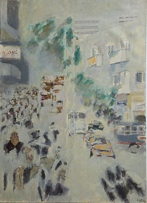 YOSSEF GATENNIO - Technique: OIL AND COLLAGE ON CANVAS Size: 100x70