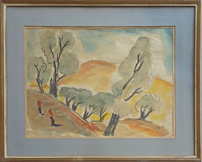 ITZHAK FRENKEL FRENEL - Technique: WATERCOLOR Size: 40x50