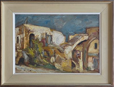 ZVI SHOR - Technique: OIL ON BOARD Size: 35x50 Date: 1962