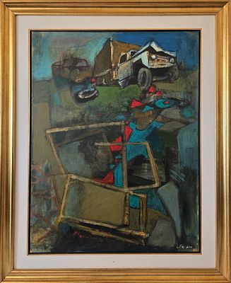 RUTH SCHLOSS - Technique: OIL ON PAPER ON CANVAS Size: 104X80