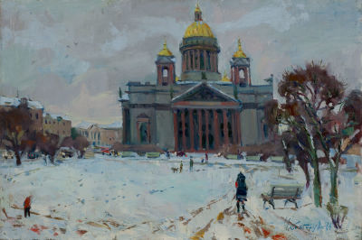 Чеботару Андрей. "Иссакиевский собор" 2009 г. 60x90	 холст, масло. Приглушенная палитра 