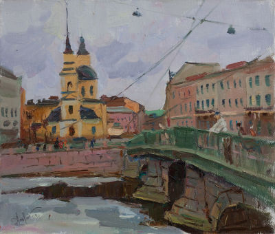 Чеботару Алексей.. “На набережной ”. 	2009 г.	50x60. Холст, масло. Чеботару Алексей родился в 