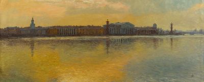 Семененко Александр. "Вечер в Питере" 	2015 г. 	60x150. Холст, масло. В своих картинах художник 