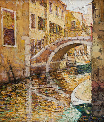 Савченко Константин.
"Венецианский мостик", 	2009 г. 	70x60см., 	холст, масло. Художник родился 