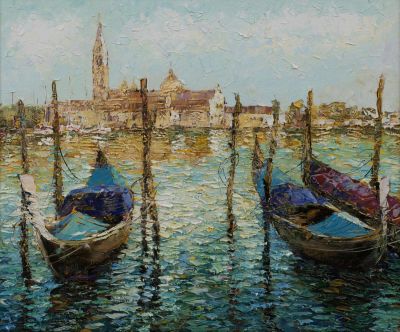 Савченко Константин.
"Три гондолы", 	2009 г. 	60x70см., 	холст, масло. Художник родился 9 января 
