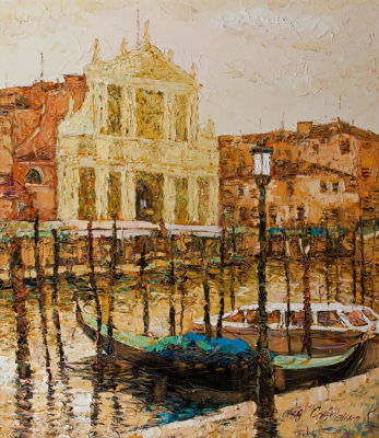 Савченко Константин.
"Осенняя Венеция", 	2009 г. 	80x670см., 	холст, масло. Художник родился 9 