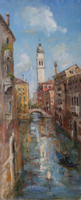 Смирнов Марк.
"Венеция", 	2011 г., 	24,5x98см., 	холст, масло. Художник родился в 1985 году. В 