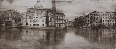 Сурков Александр. 
"Кипарис. Венеция", 	2001г., 	29х70см., б/офорт. Художник родился 12 декабря 