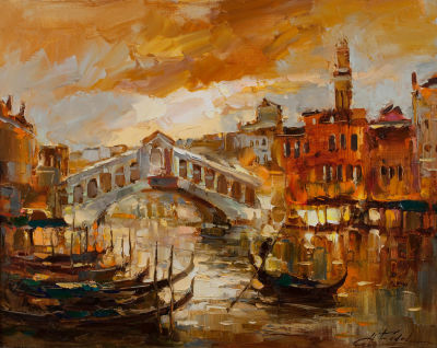 Фиголь Андрей. "Большой канал.Венеция", 	2008 г., 	70x90см., 	холст, масло. Художник родился 11 