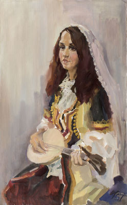 Гончаренко Ольга, 
"Мелодия Черногории", 	2014г., 	80x50см., холст, масло. Картина написана в 